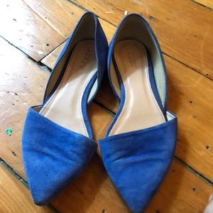 Blue Suede Pointed Jcrew Flats